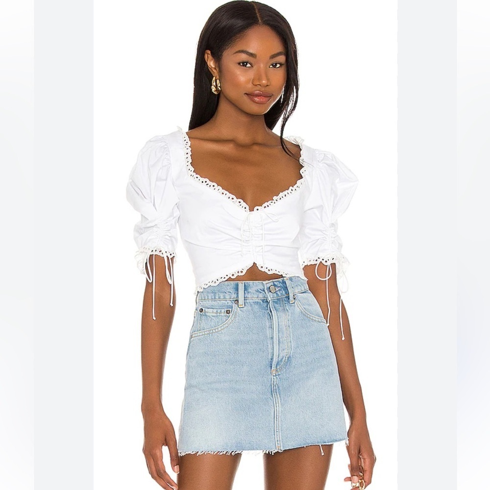 For Love And Lemons‎ Kylie White Ruched Blouse
